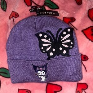 Hot Topic Kuromi Purple Beanie with Butterfly Sanrio Coquette Y2K vibes